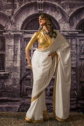 Maheen Khan - DRAWSTRING V NECK BLOUSE - Gold - Jersey - 1 Piece